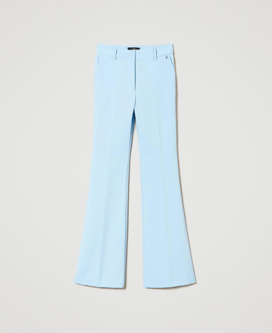 Pantaloni flare in tessuto tecnico Azzurro "Airy Blue" Donna 241AP2072-0S