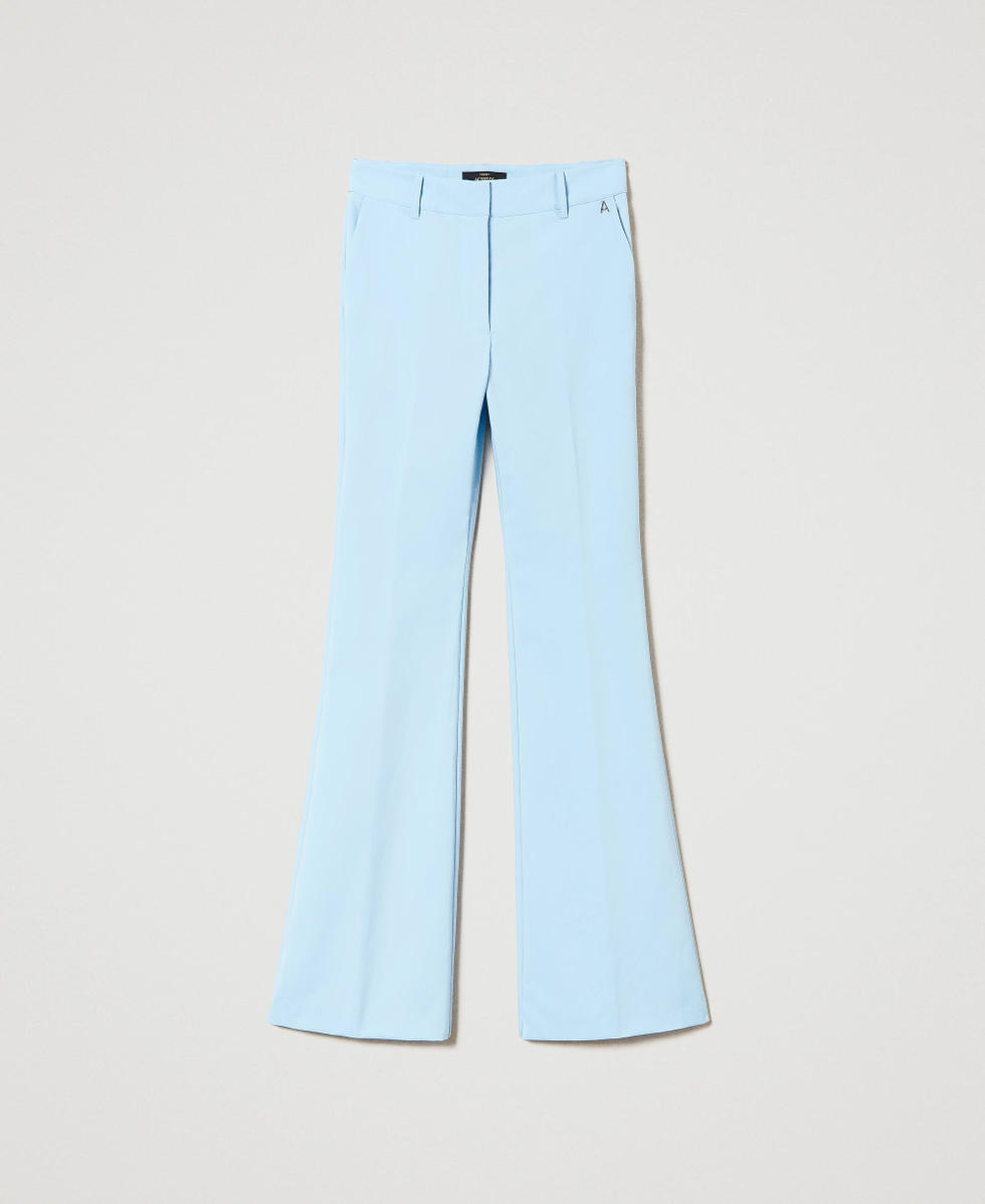 Flared technical fabric trousers