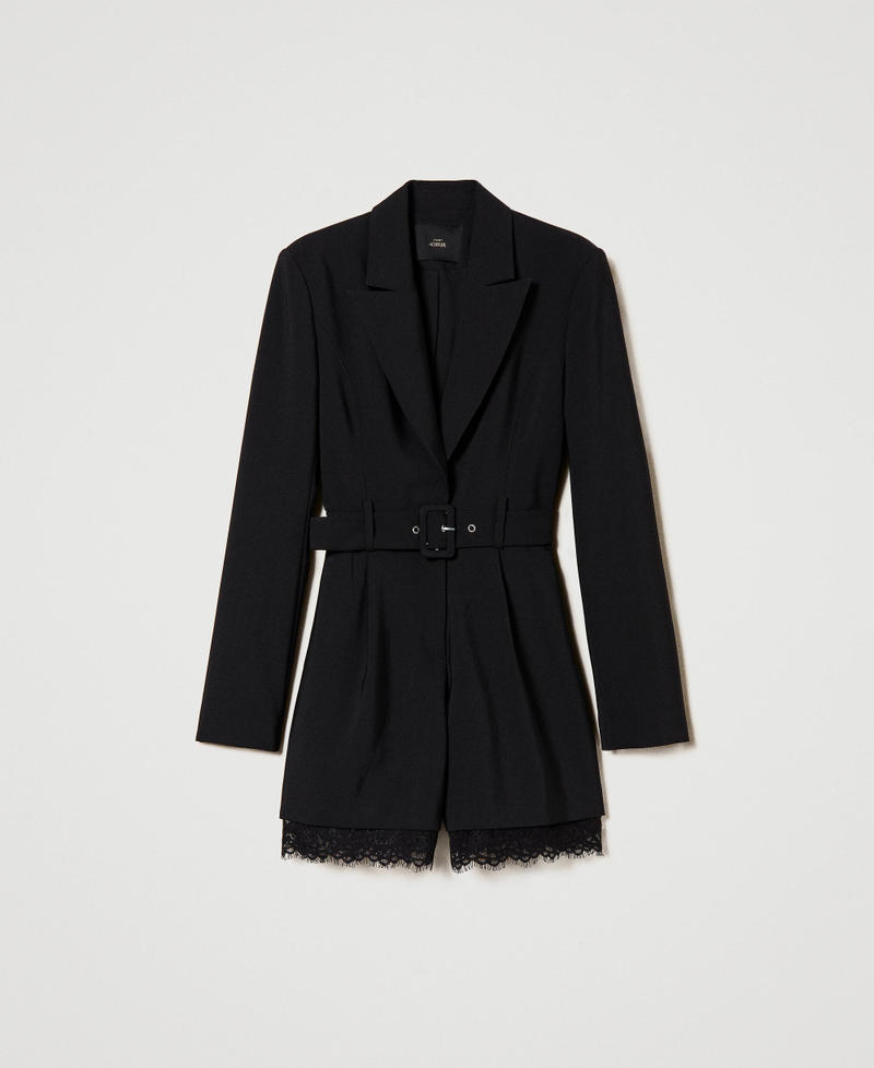 Short macramé lace jumpsuit