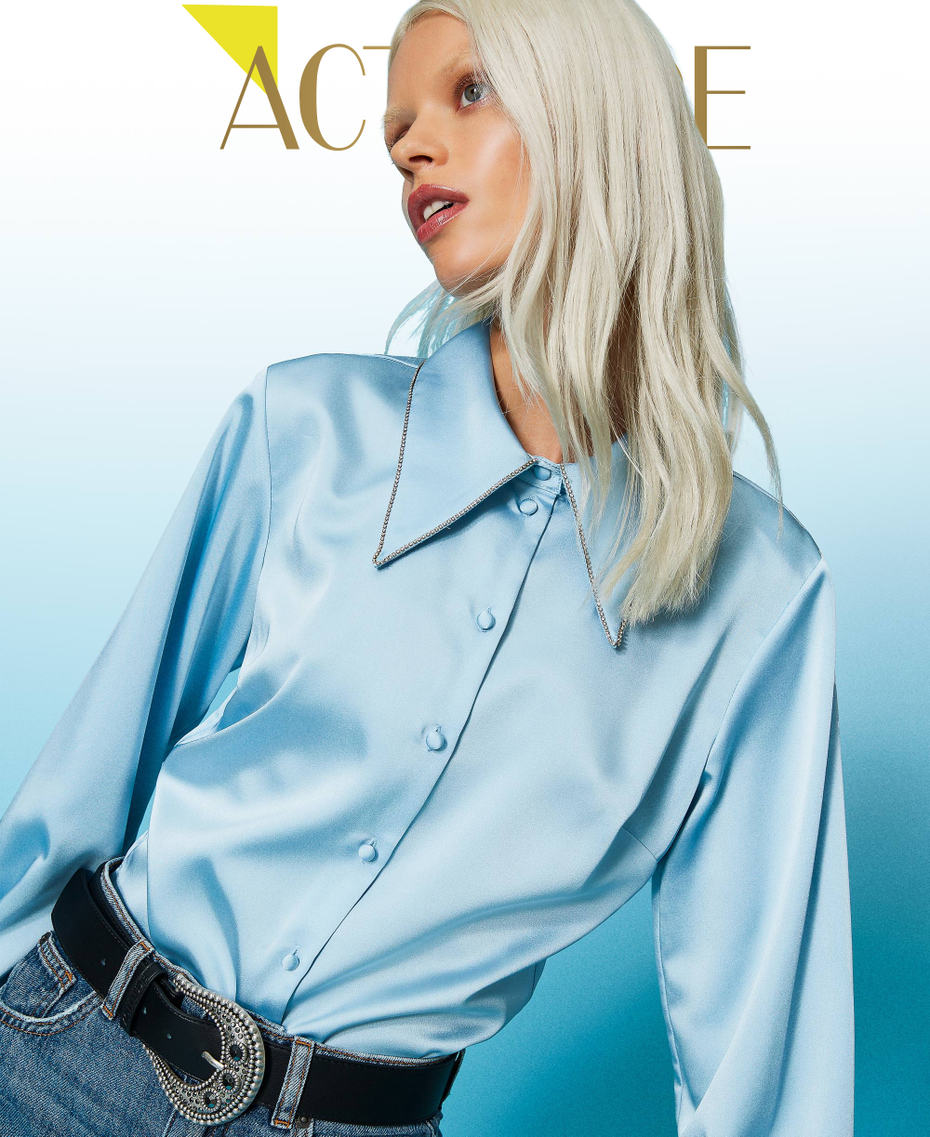 Camicia in satin con strass