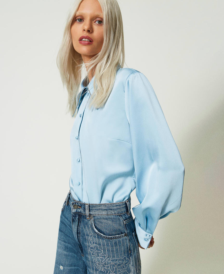 Camicia in satin con strass