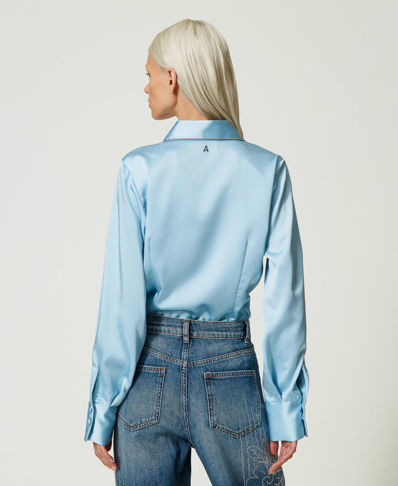 Camicia in satin con strass