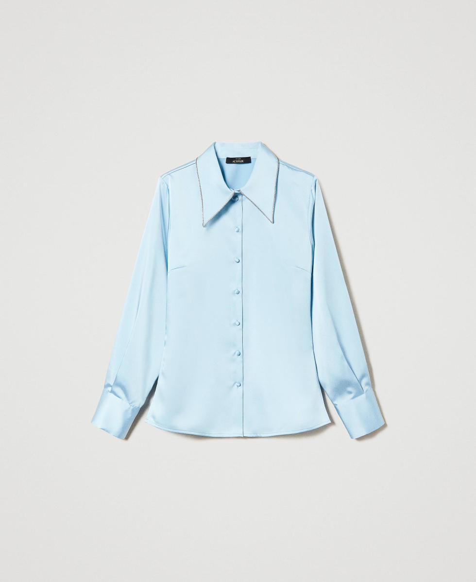 Satin shirt with rhinestones