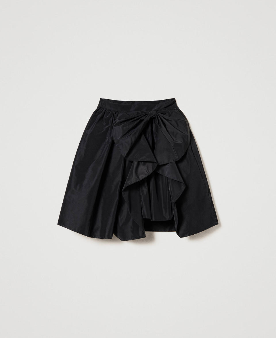 Minigonna in taffetà con fiocco Nero Donna 241AP2121_00006_0S