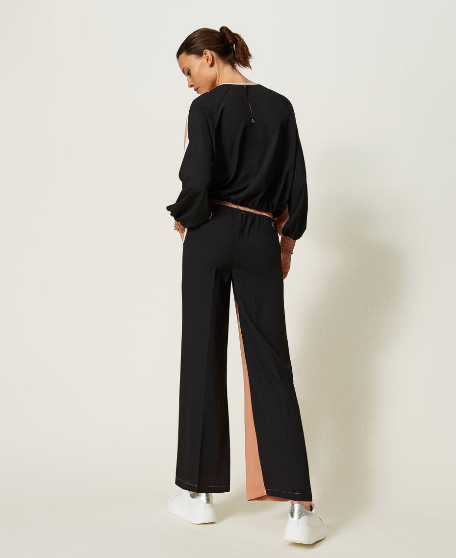 Trousers made from crêpe de Chine with recycled polyester
