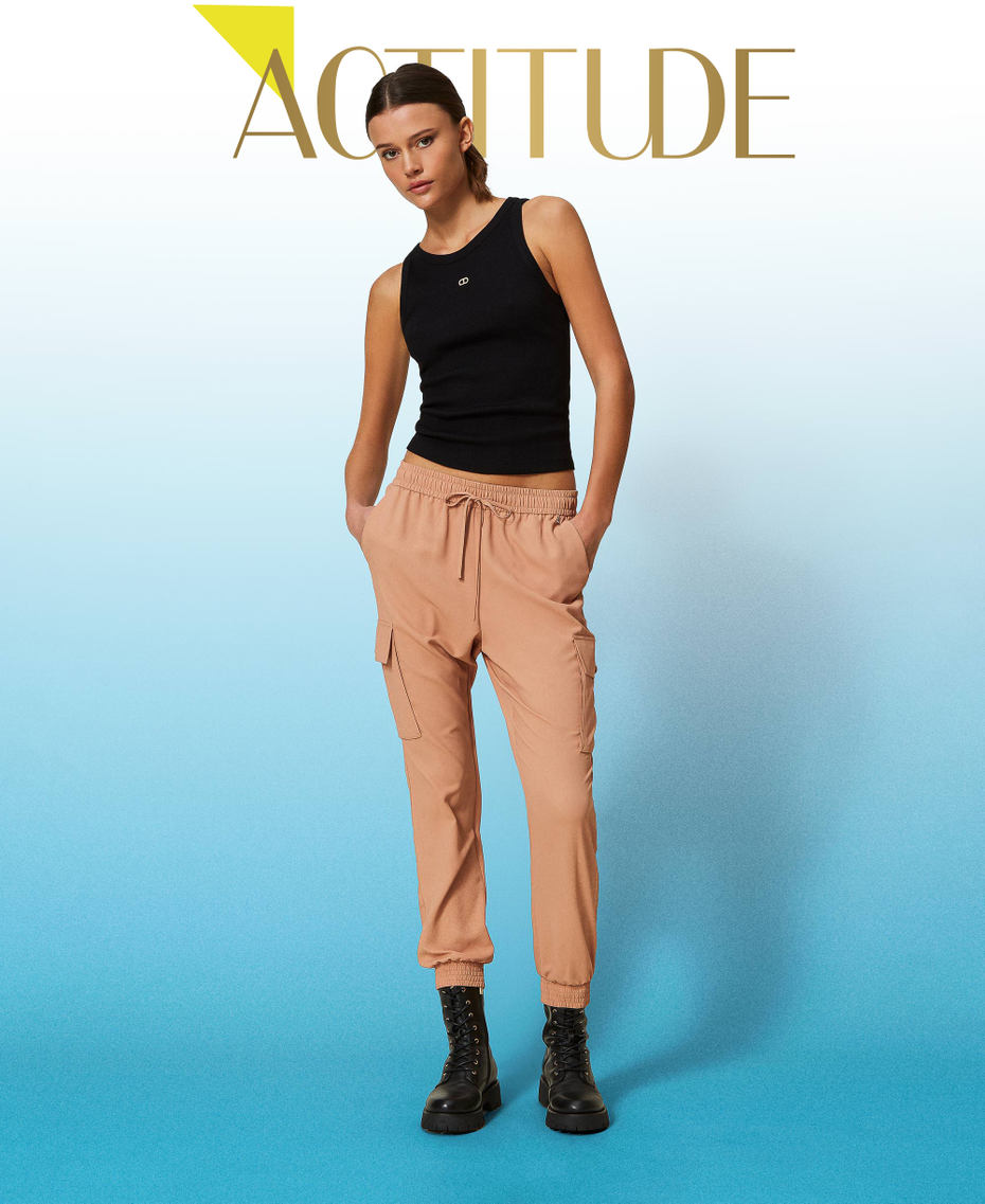 Crêpe de Chine Joggers with recycled polyester