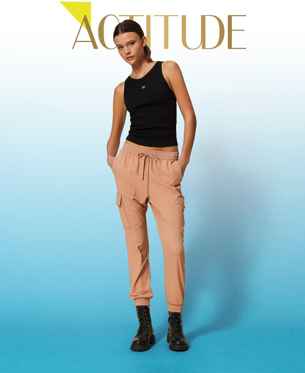 Cr&ecirc;pe de Chine Joggers with recycled polyester