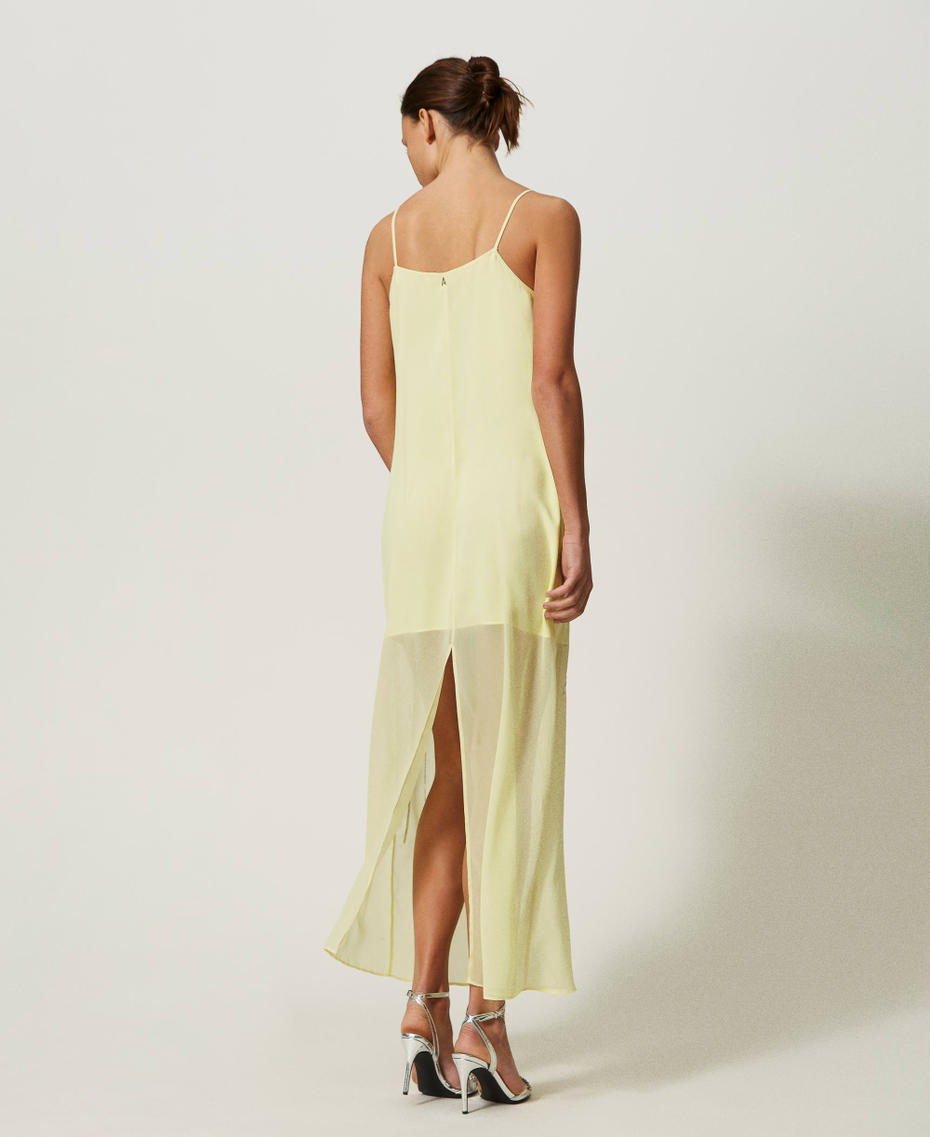 Long georgette dress with embroidery