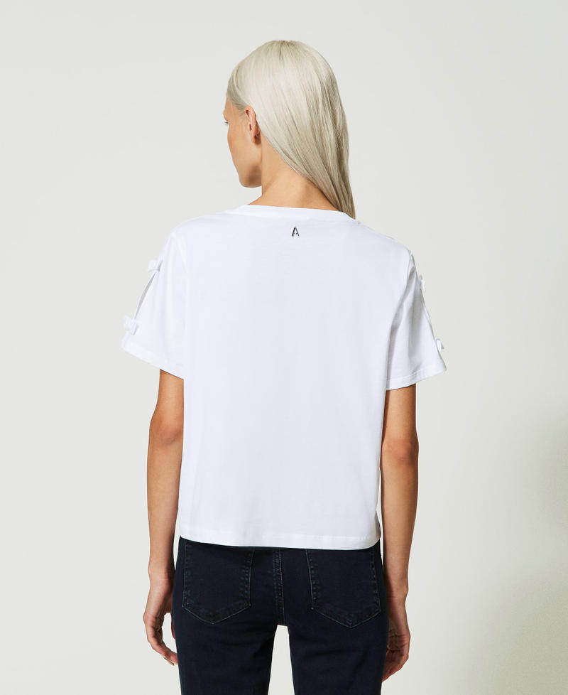Camiseta regular con lazos Blanco "Papers" Mujer 241AP2241-04