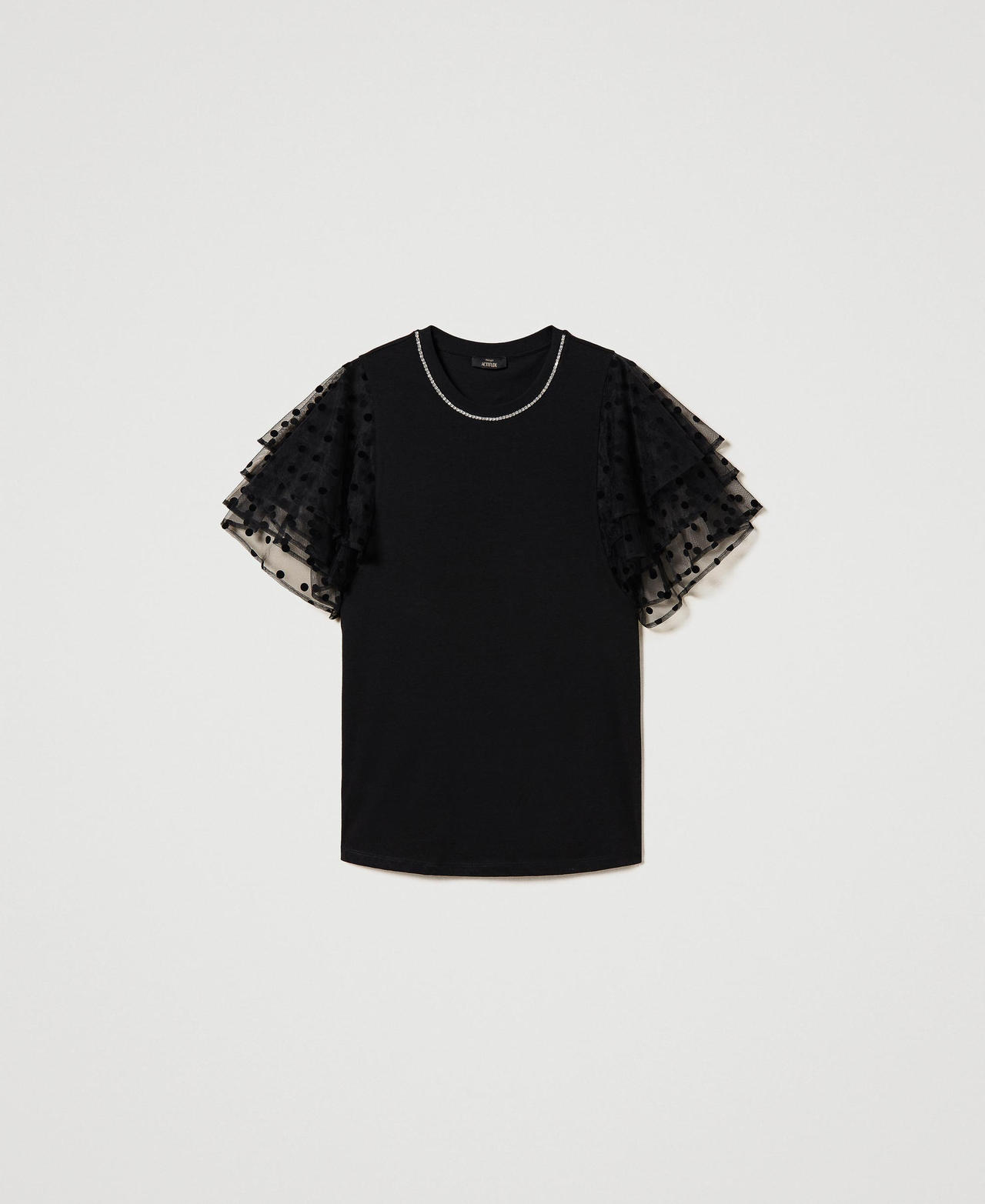 T-shirt with tulle sleeves
