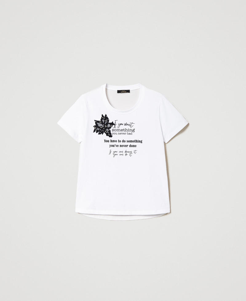 T-shirt avec imprimé et broderies Blanc "Papers" Femme 241AP2262-0S