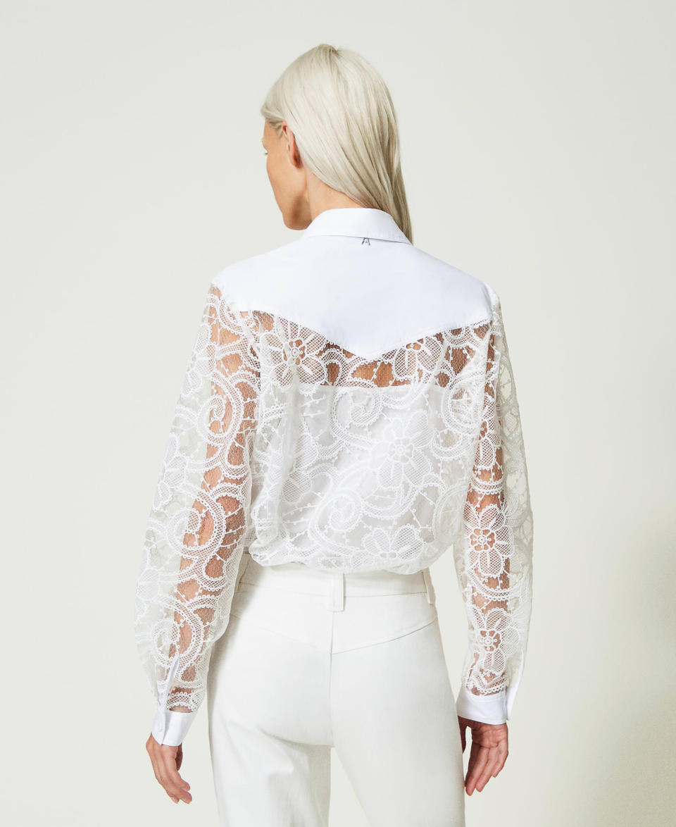 Camicia in organza ricamata Donna Bianco TWINSET Milano
