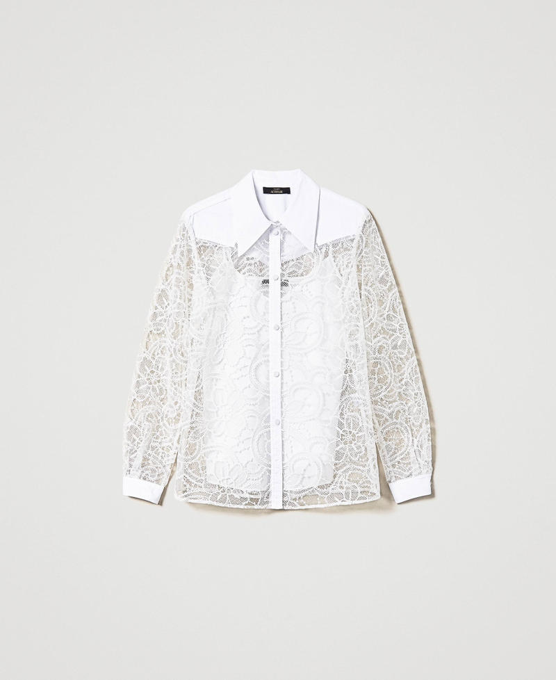 Embroidered organza shirt "Papers" White Woman 241AP2290-0S