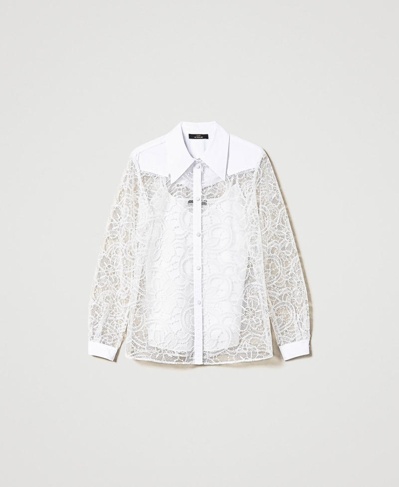 Embroidered organza shirt "Papers" White Woman 241AP2290_00840_S0