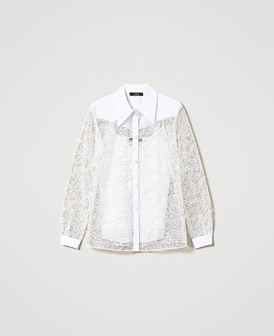 Embroidered organza shirt "Papers" White Woman 241AP2290_00840_S0
