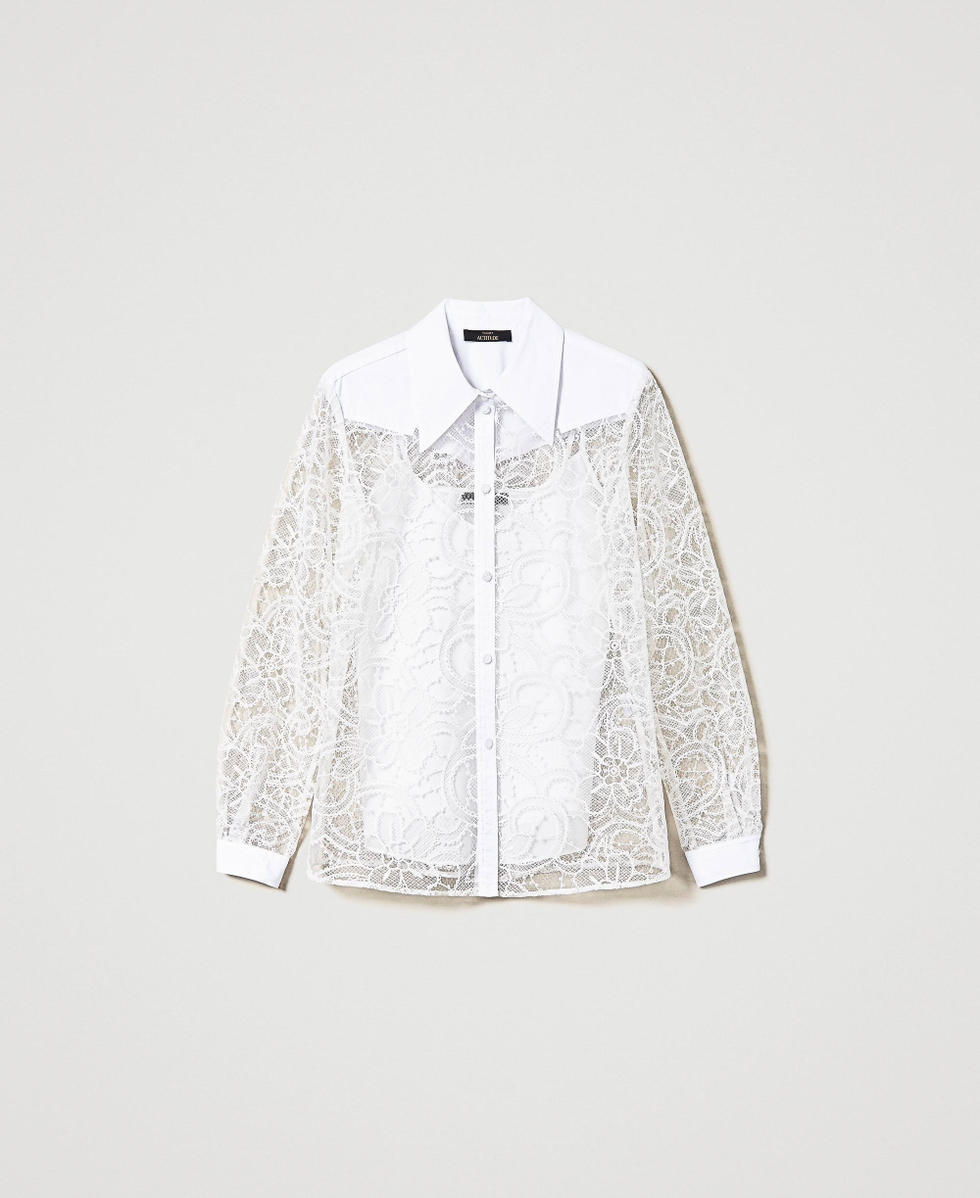 Embroidered organza shirt "Papers" White Woman 241AP2290_00840_S0