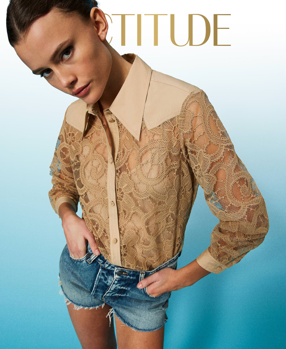 Embroidered organza shirt "Ginger” Brown Woman 241AP2290_11257_01