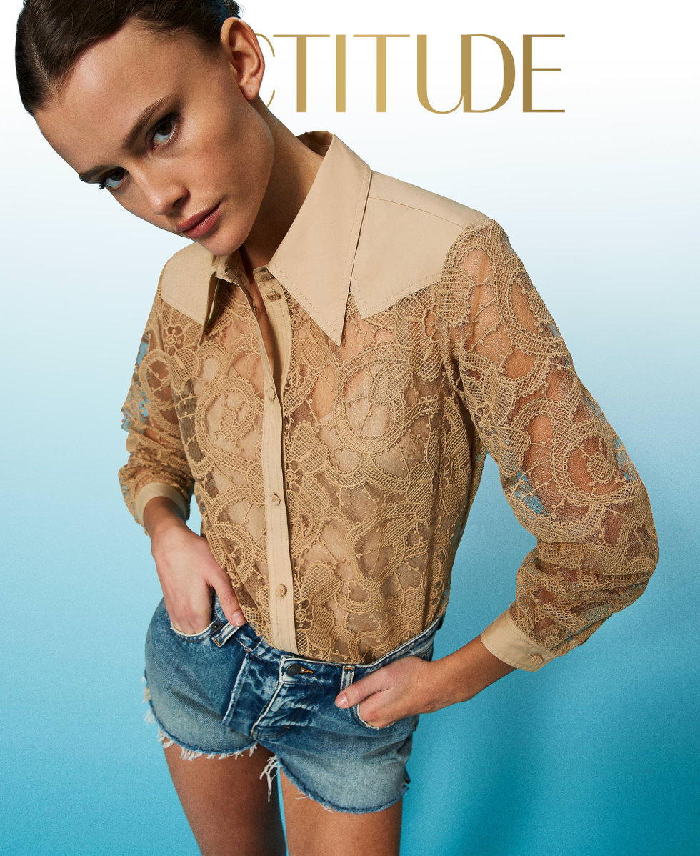 Embroidered organza shirt