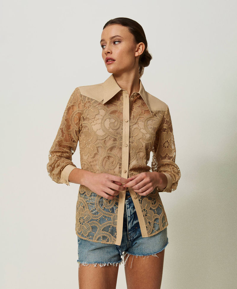 Embroidered organza shirt