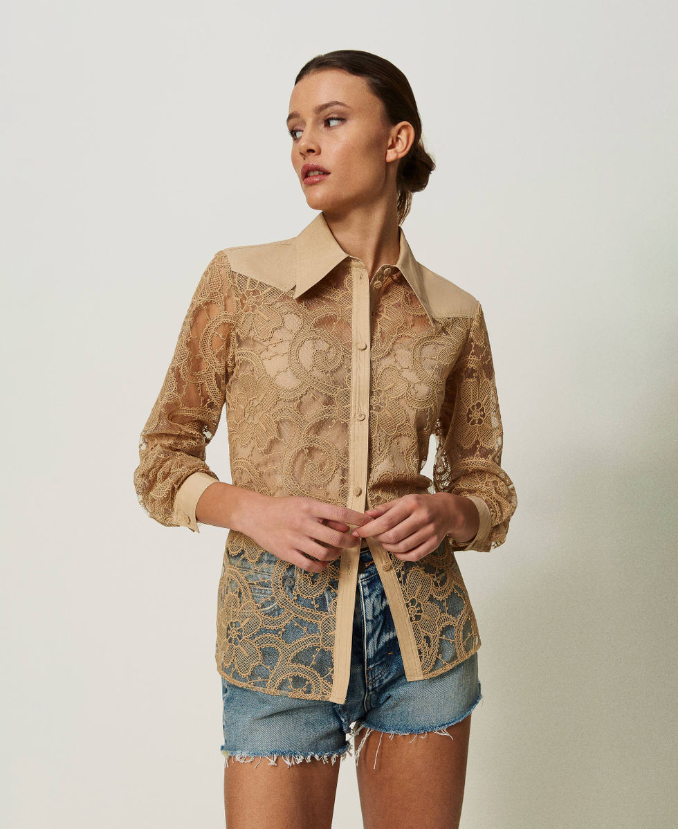 Embroidered organza shirt
