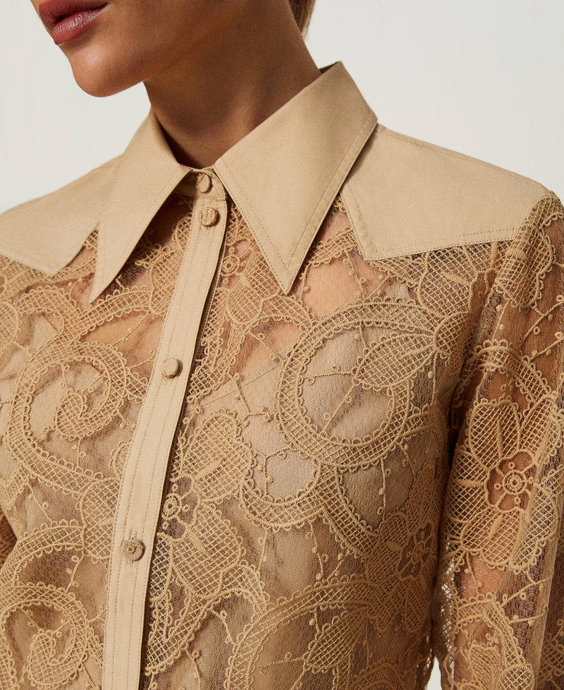 Embroidered organza shirt "Ginger” Brown Woman 241AP2290_11257_05