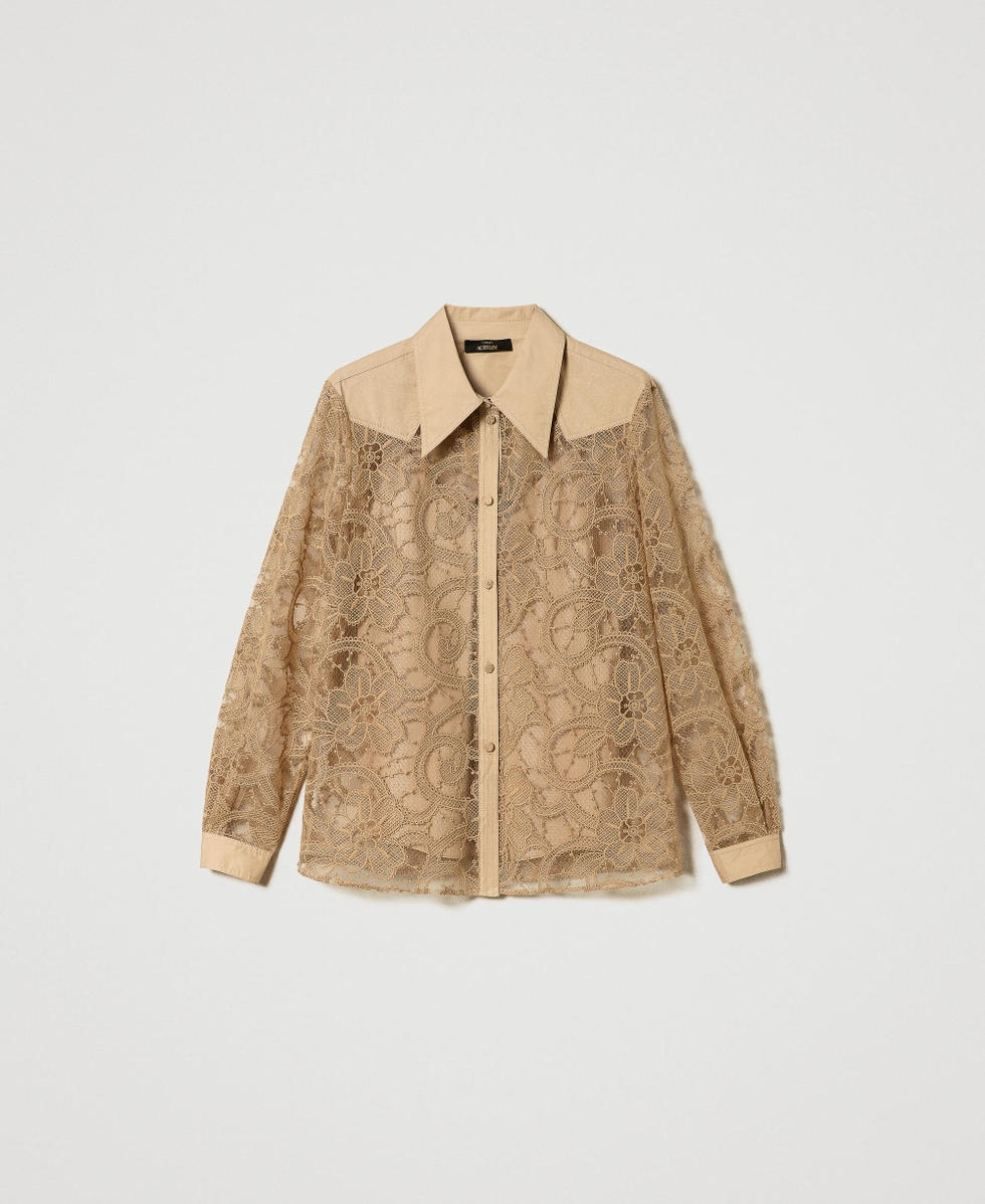 Embroidered organza shirt