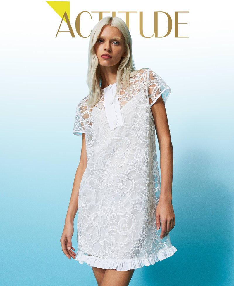 Short embroidered organza dress "Papers" White Woman 241AP2292_00840_01