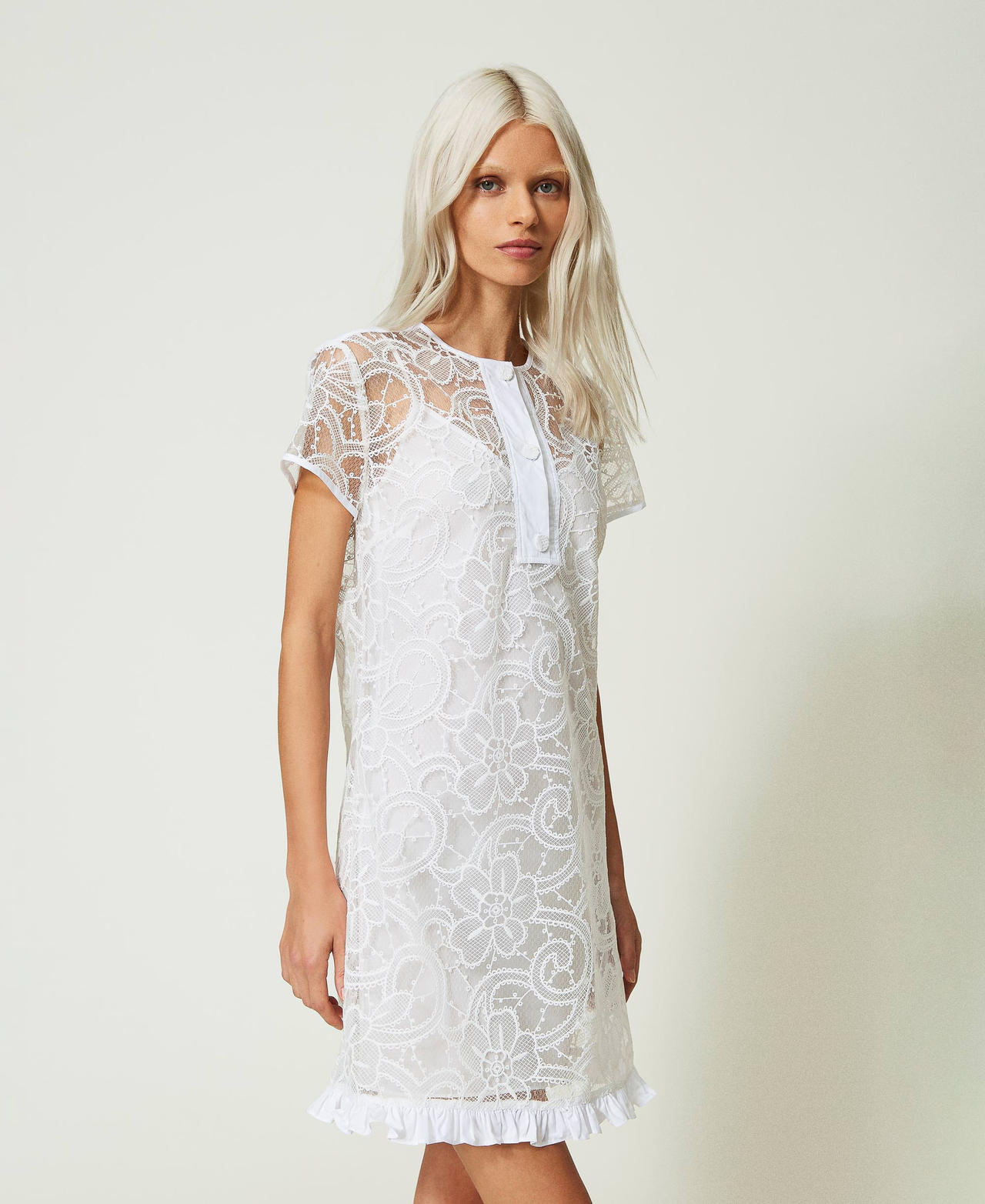 Short embroidered organza dress "Papers" White Woman 241AP2292_00840_02