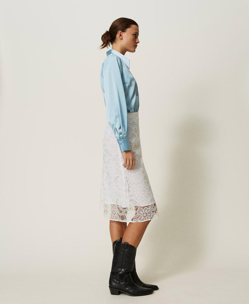 Embroidered organza midi skirt