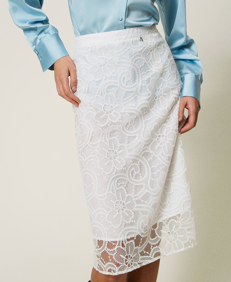 Embroidered organza midi skirt "Papers" White Woman 241AP2293-04