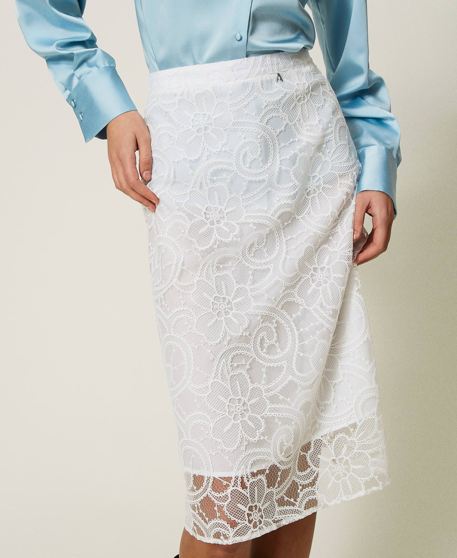 Embroidered organza midi skirt