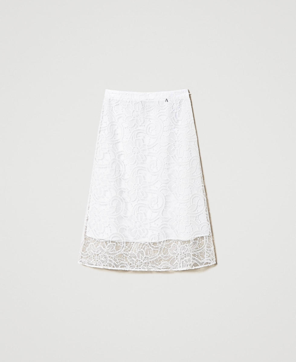 Jupe mi-longue en organza brodé