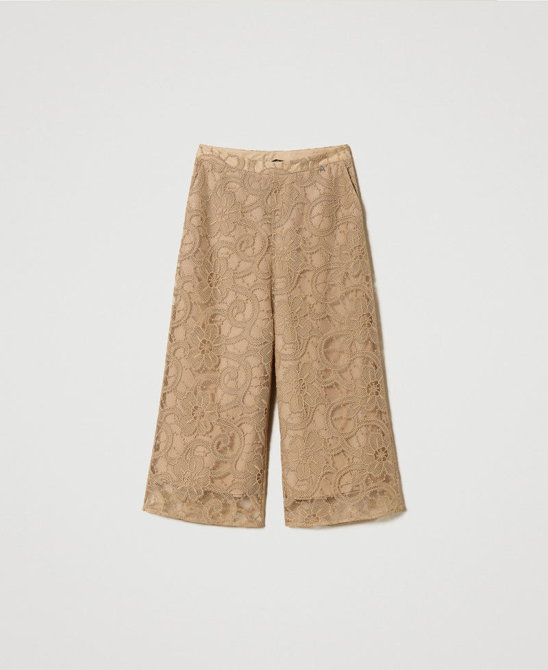 Cropped embroidered organza trousers