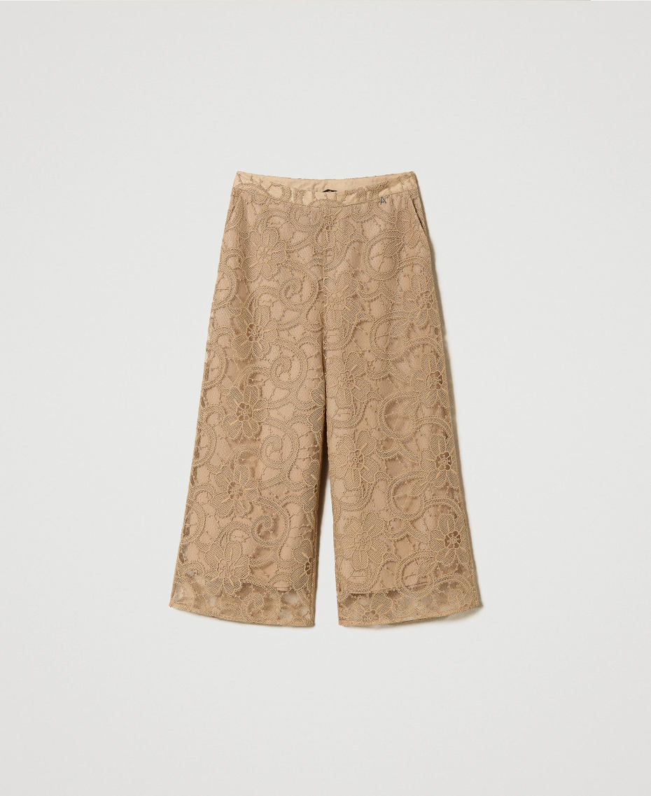 Cropped embroidered organza trousers