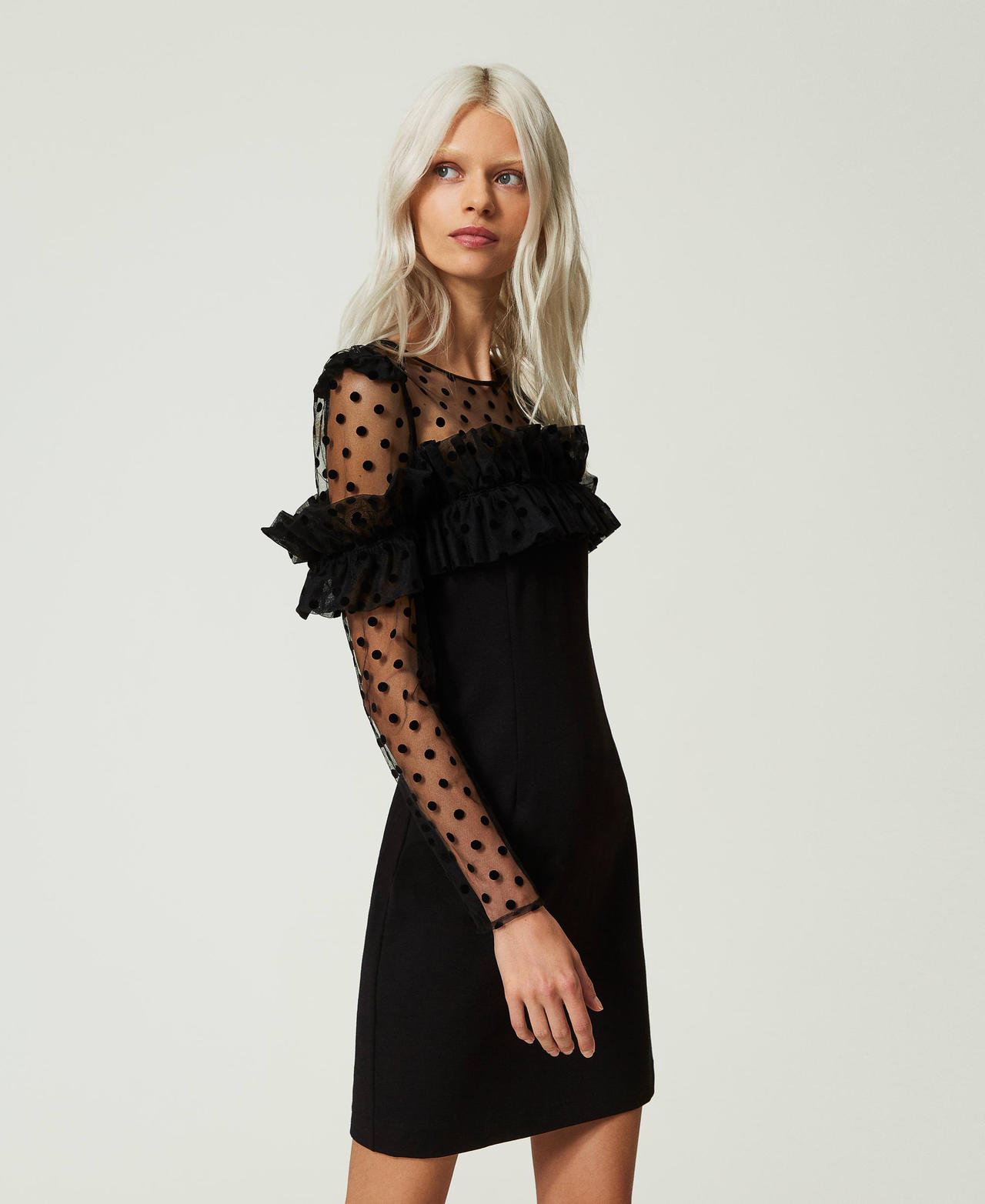 Short flocked tulle dress