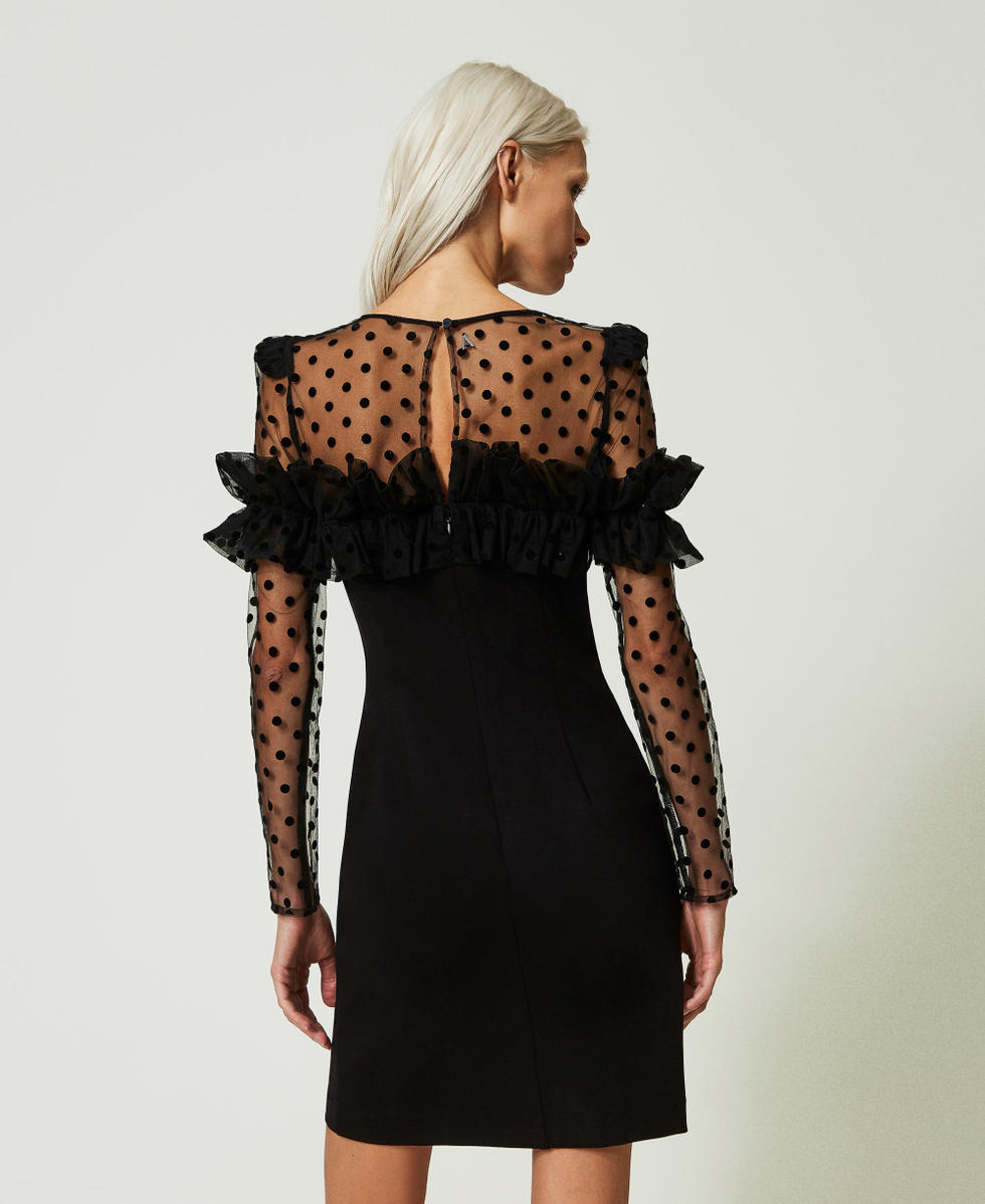 Robe courte avec tulle floqu&eacute;