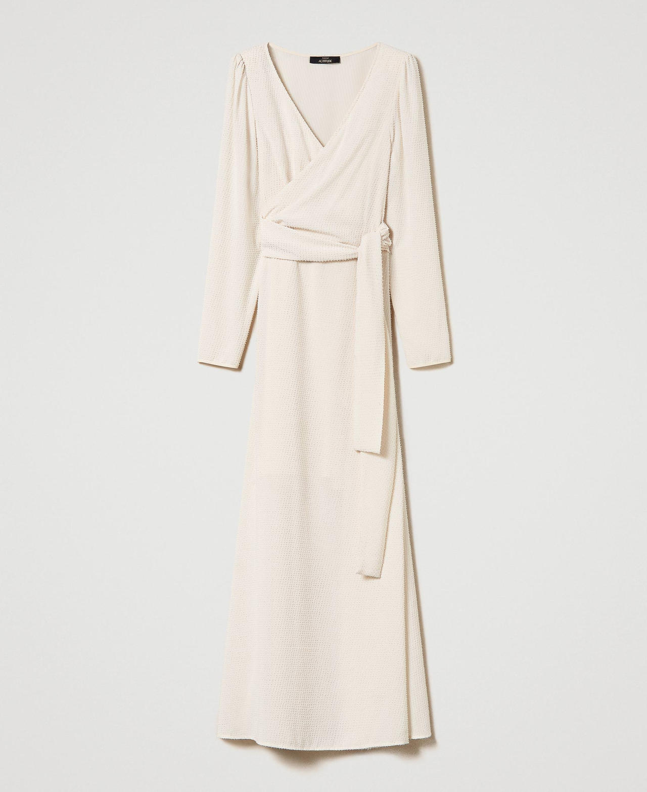 Robe longue en crêpe fil coupé