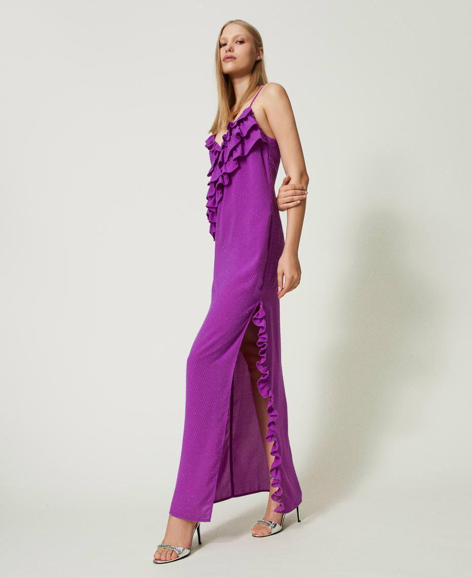 Long fil coupé crêpe slip dress