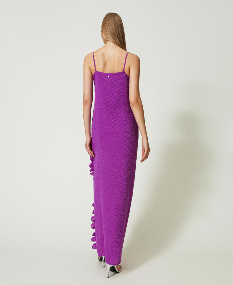 Long fil coupé crêpe slip dress "Sparkling Grape" Purple Woman 241AP2333-04