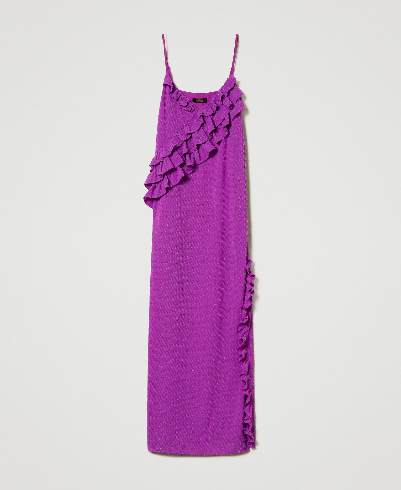 Длинное платье-комбинация из крепа филькупе Фиолетовый "Игристый Виноград" женщина 241AP2333-0S