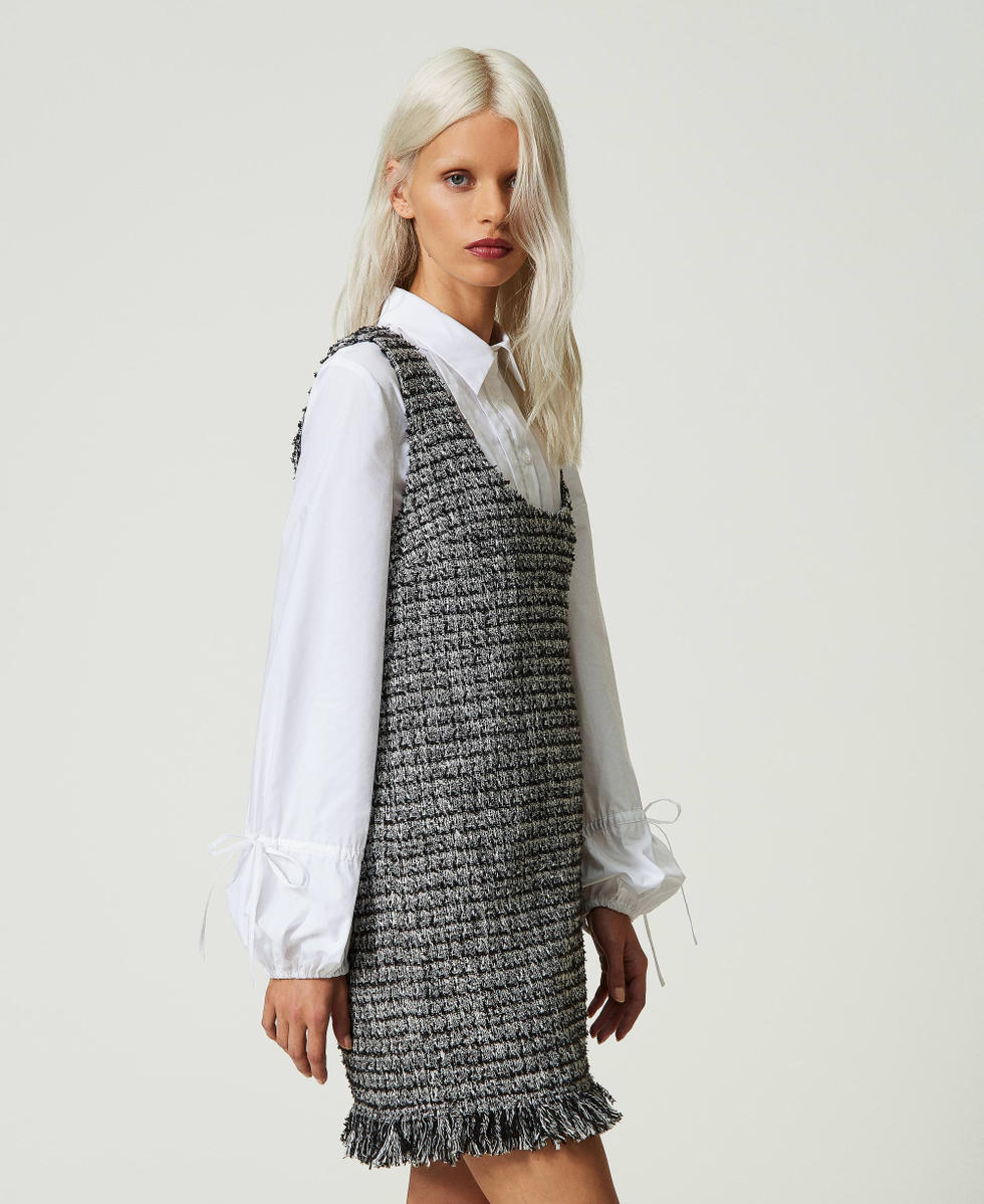 Robe courte en tissu boucle et chemise en popeline Femme Noir TWINSET Milano
