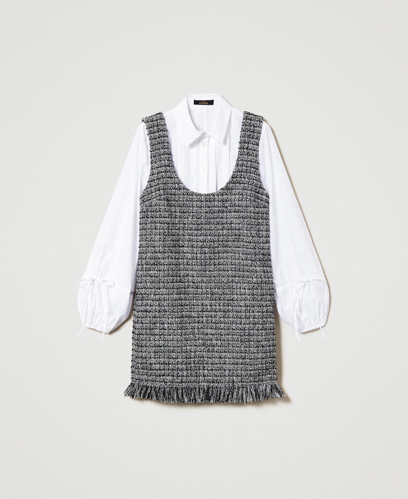 Abito corto bouclé e camicia in popeline