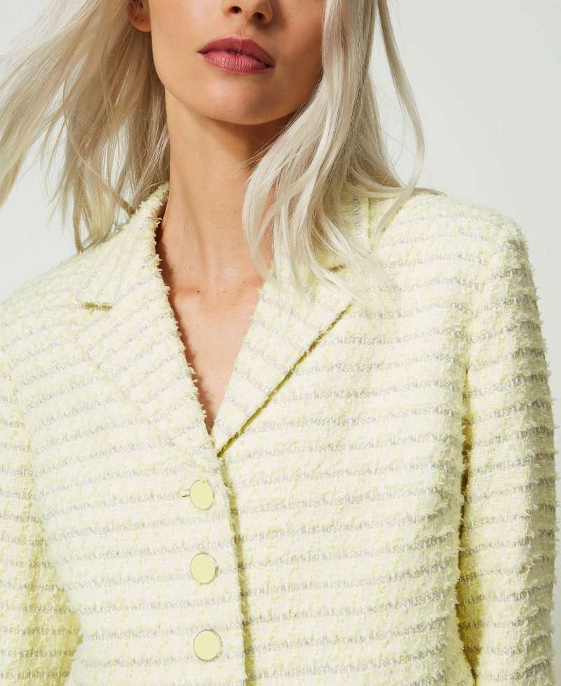 Bouclé jacket with fringes "Lime" Yellow Mat Woman 241AP2342-05
