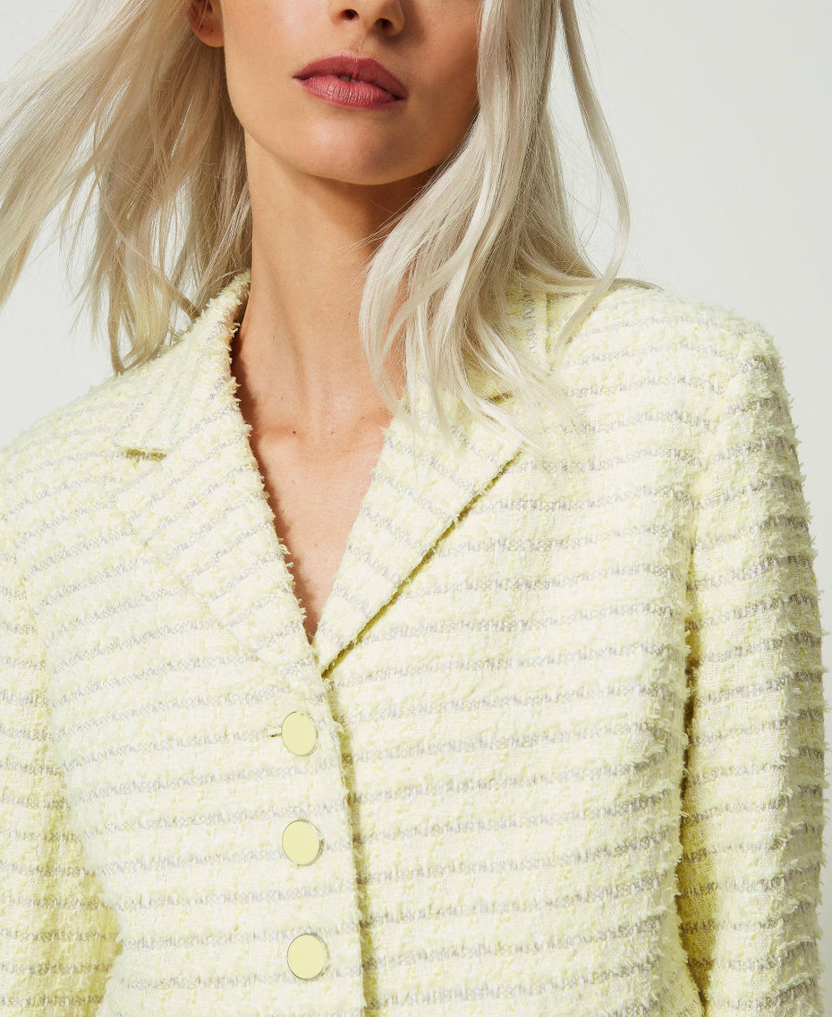 Bouclé jacket with fringes "Lime" Yellow Mat Woman 241AP2342_11305_05