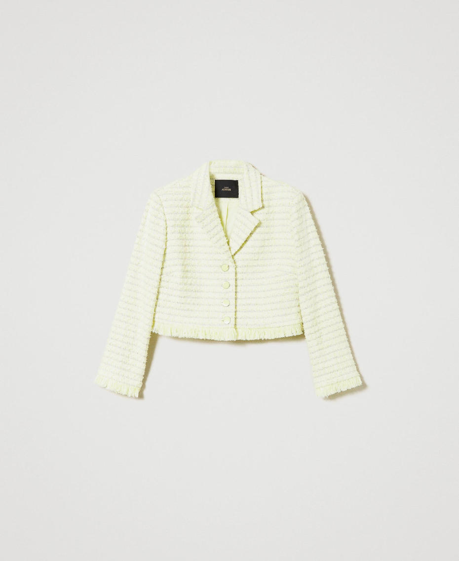 Bouclé jacket with fringes "Lime" Yellow Mat Woman 241AP2342-0S