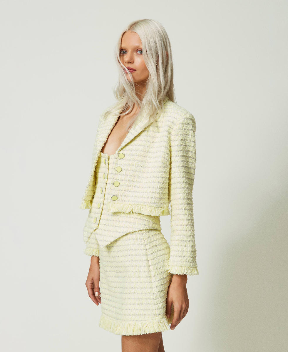 Mini jupe en tissu boucle avec franges Femme Jaune TWINSET Milano