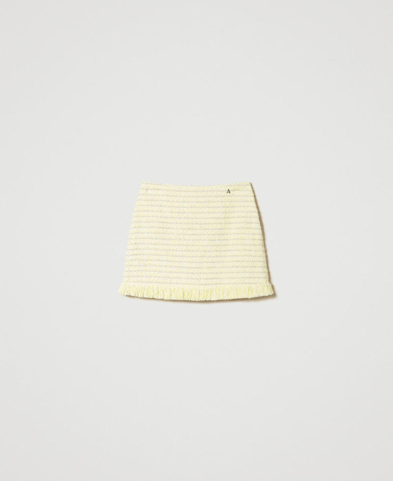 Bouclé miniskirt with fringes "Lime" Yellow Mat Woman 241AP2343-0S