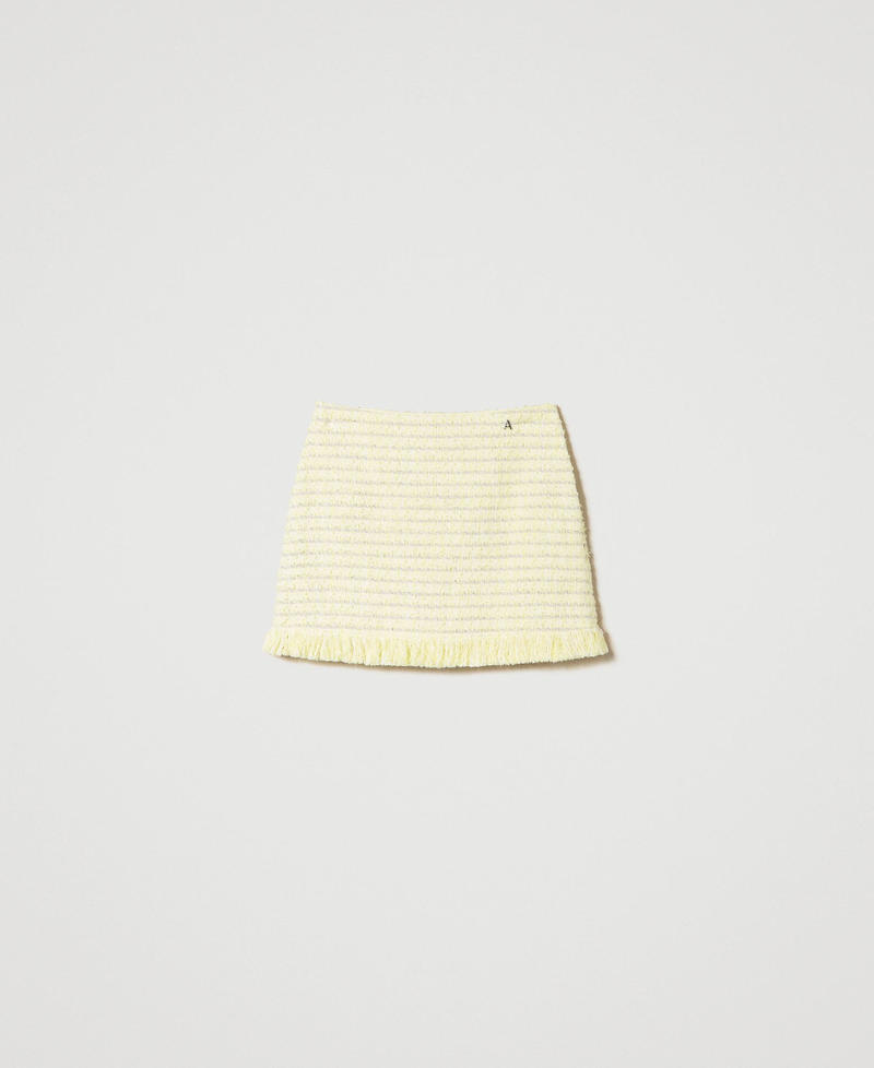 Bouclé miniskirt with fringes