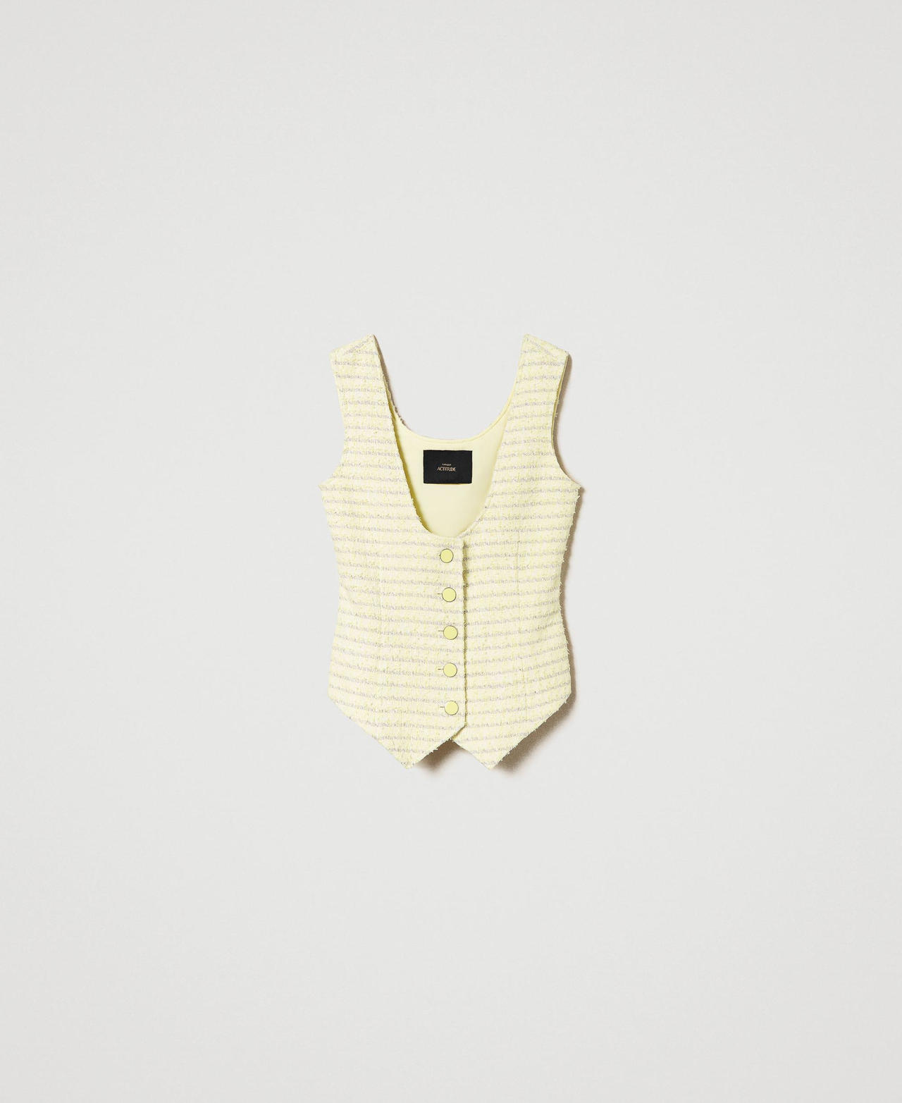 Gilet fitted in bouclé Giallo "Lime" Stuoia Donna 241AP2344-0S