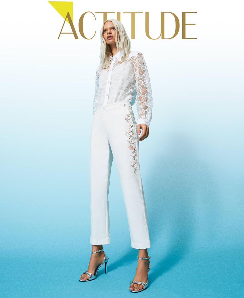 Organic cotton trousers with embroidery